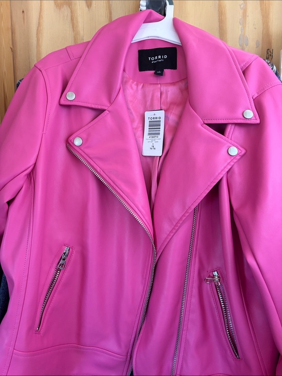 torrid Jackets & Blazers - torrid Hot Pink Faux Leather Moto Jacket 1X 14/16 new with tags